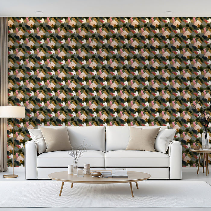 Classic Plaid Mural Wallpaper | Abstract Brushstroke Pattern