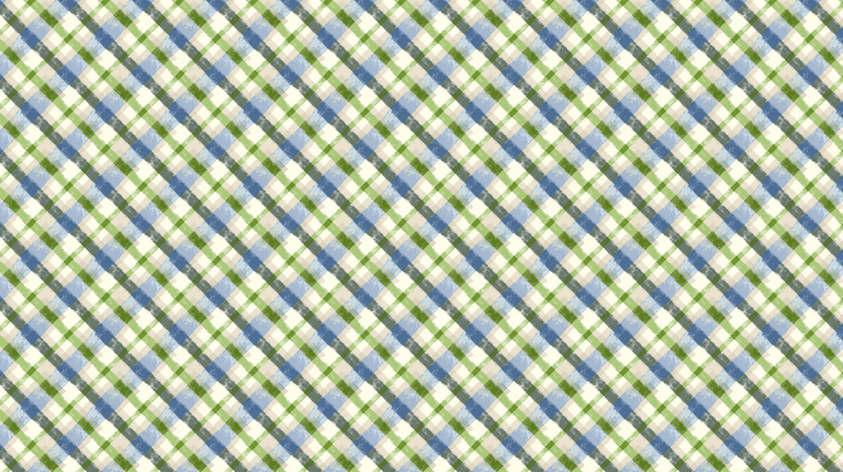 Modern Plaid Mural Wallpaper | Bold Blue and Green