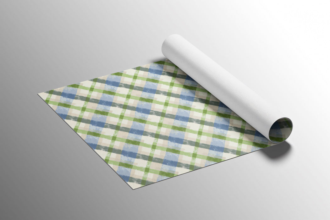 Modern Plaid Mural Wallpaper | Bold Blue and Green
