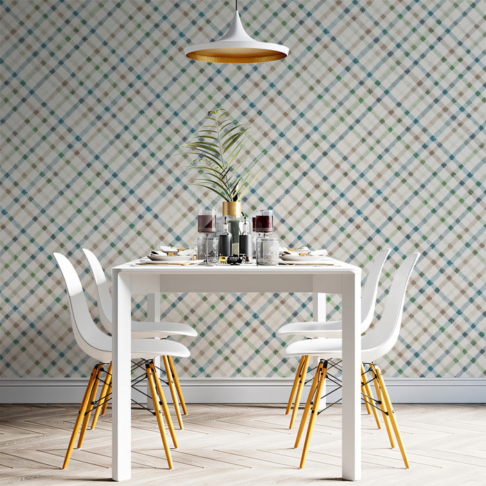 Subtle Plaid Mural Wallpaper | Elegant and Muted