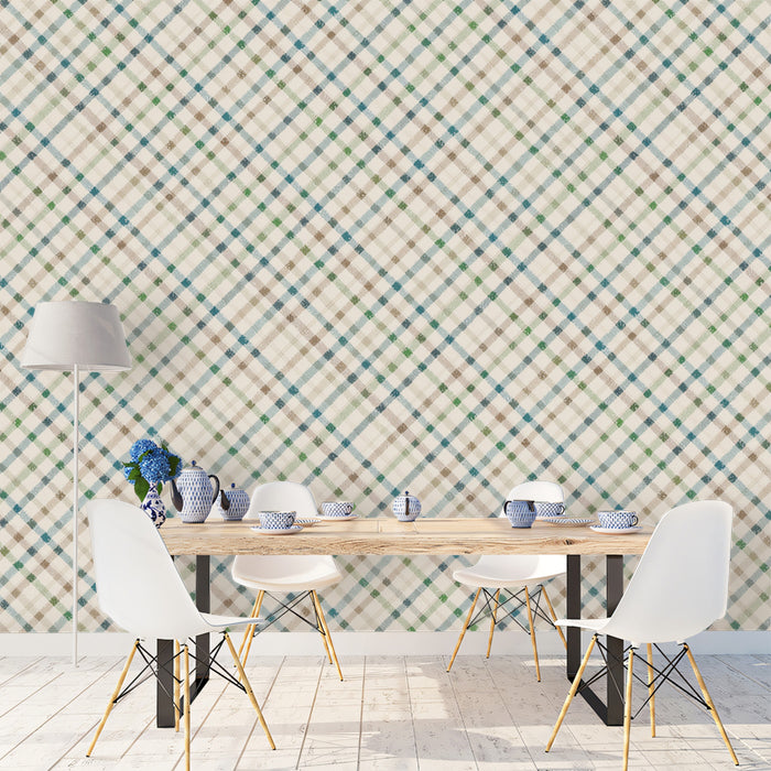 Subtle Plaid Mural Wallpaper | Elegant and Muted