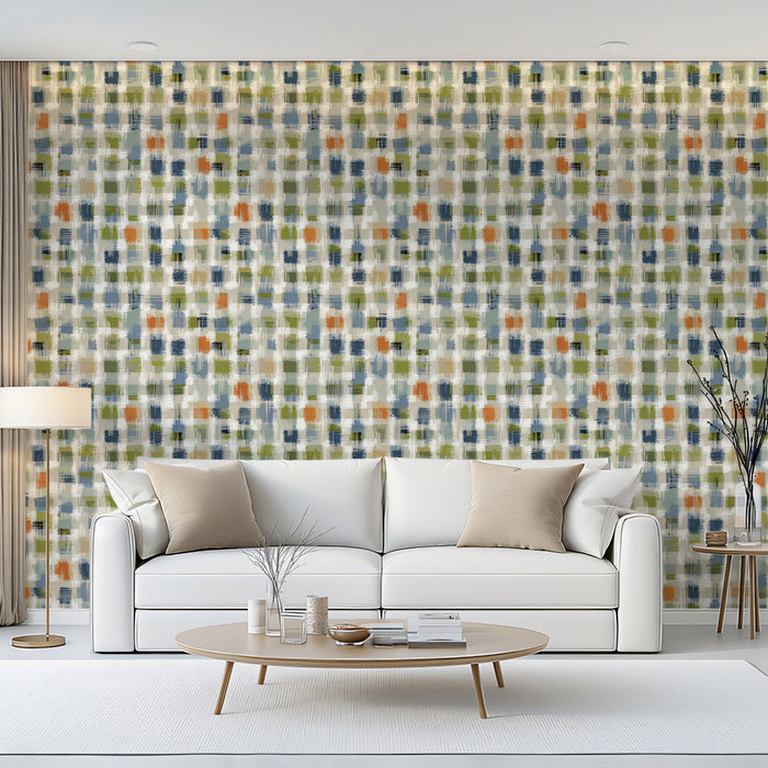 Modern Cross-Hatch Mural Wallpaper | Artistic Textile Texture