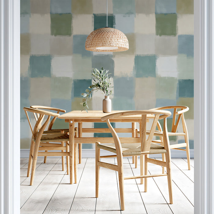 Modern Abstract Mural Wallpaper | Painterly Checkered Texture