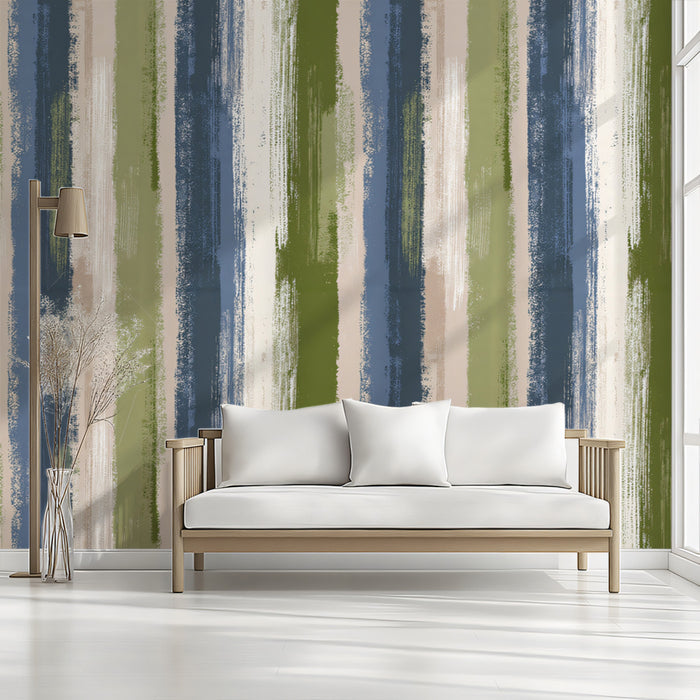 Modern Striped Mural Wallpaper | Painterly Vertical Texture
