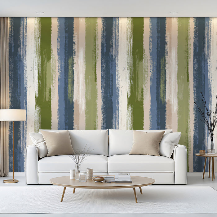 Modern Striped Mural Wallpaper | Painterly Vertical Texture