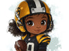 Cartoon Football Player Girl Mural Wallpaper in Bedroom | Various Colors (Yellow, Black, White, etc.) of Rugby Girl 