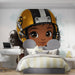 Cartoon Football Player Girl Mural Wallpaper in Bedroom | Various Colors (Yellow, Black, White, etc.) of Rugby Girl 