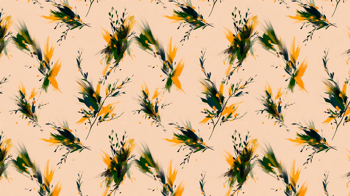Bold Botanical Mural Wallpaper | Abstract Orange and Green