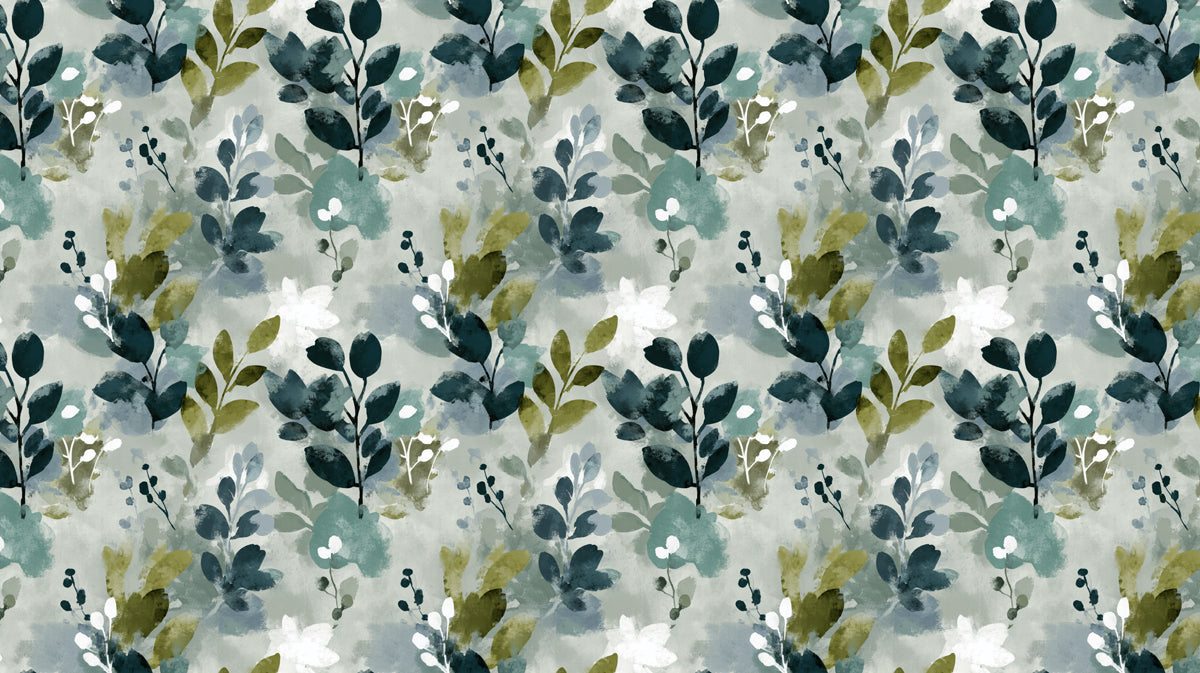 Modern Botanical Mural Wallpaper | Abstract Leaf and Berry Pattern