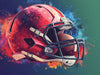 Abstract Football Helmet Mural Wallpaper in Bedroom | Various Colors (Red, Blue, Orange, etc.) of Rugby Helmet