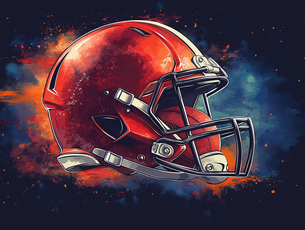 Abstract Football Helmet Mural Wallpaper in Bedroom | Various Colors (Red, Blue, Orange, etc.) of Rugby Helmet