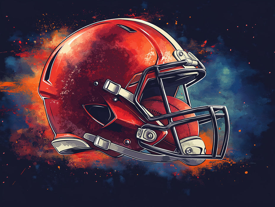 Abstract Football Helmet Mural Wallpaper in Bedroom | Various Colors (Red, Blue, Orange, etc.) of Rugby Helmet