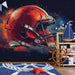 Abstract Football Helmet Mural Wallpaper in Bedroom | Various Colors (Red, Blue, Orange, etc.) of Rugby Helmet