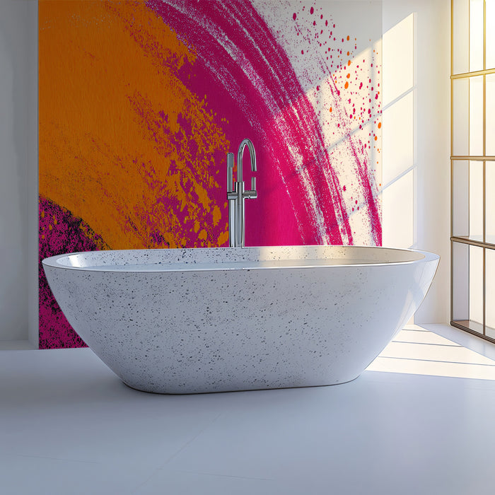 Abstract Circle Mural Wallpaper | Vibrant Pink and Orange Art