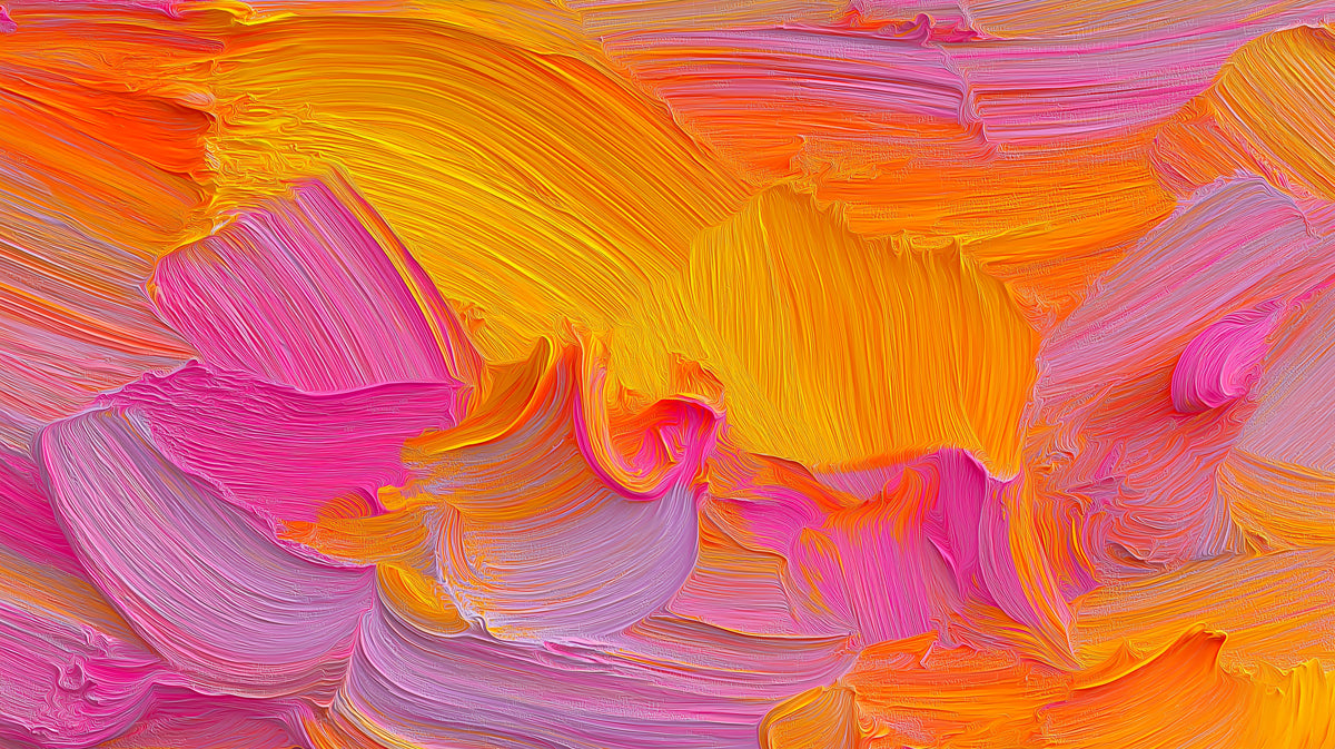 Abstract Painterly Mural Wallpaper | Vibrant Pink and Orange