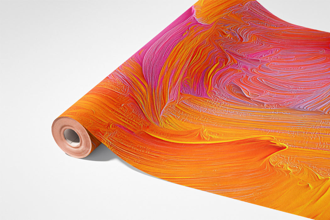 Abstract Painterly Mural Wallpaper | Vibrant Pink and Orange