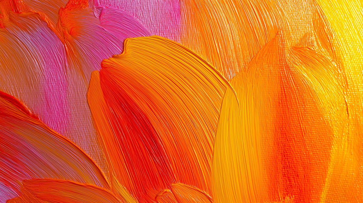 Abstract Brushstroke Mural Wallpaper | Fiery Orange and Red