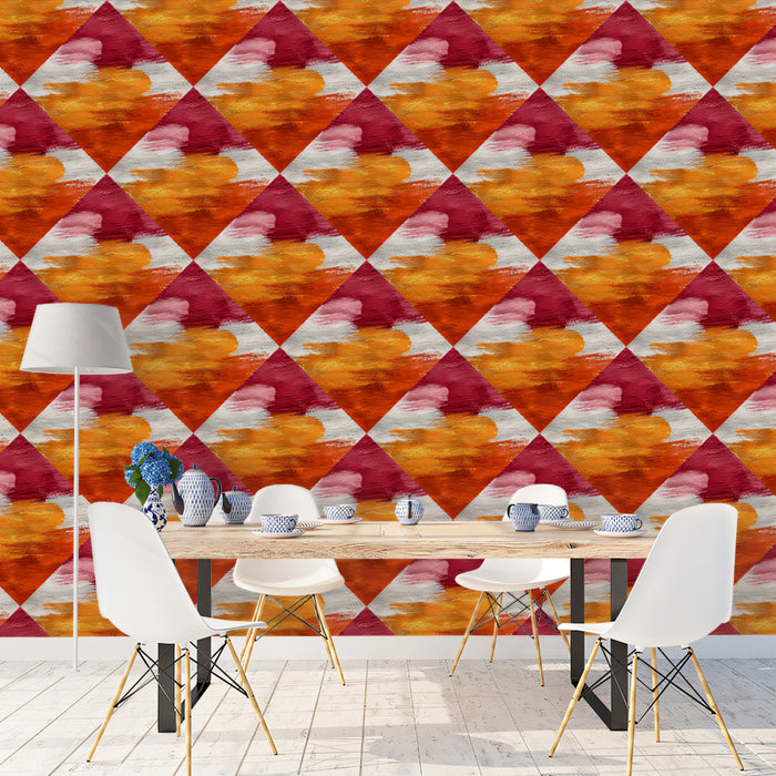Modern Geometric Mural Wallpaper | Abstract Diamond Pattern