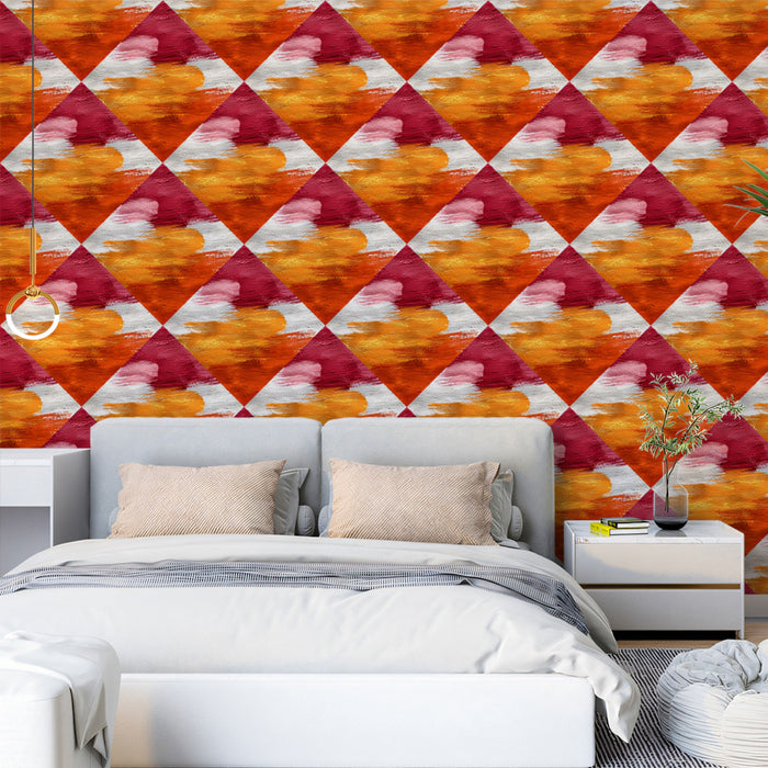 Modern Geometric Mural Wallpaper | Abstract Diamond Pattern