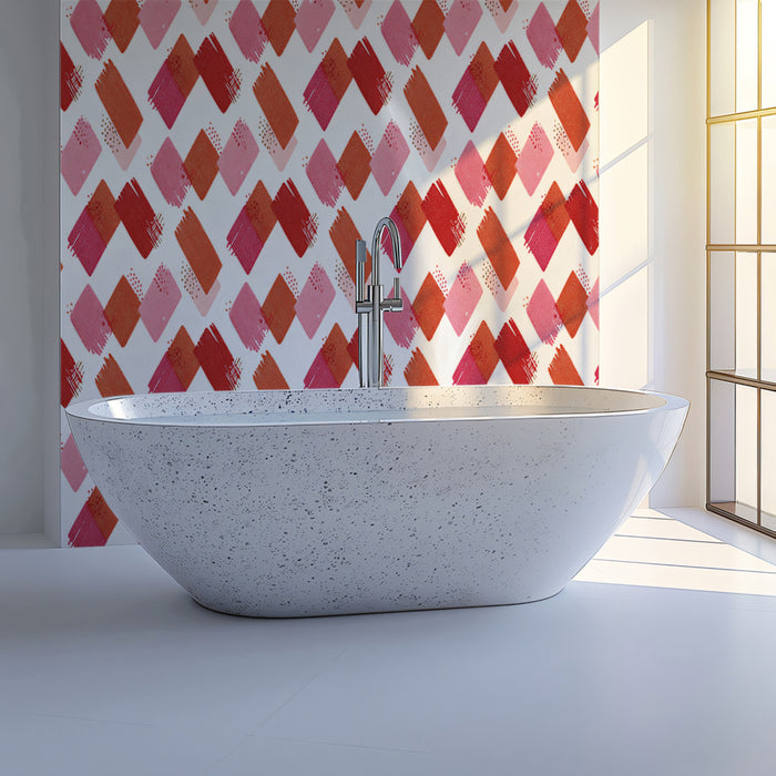 Modern Abstract Mural Wallpaper | Red and Pink Geometric Texture