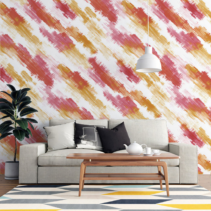 Abstract Painterly Mural Wallpaper | Dynamic Diagonal Texture
