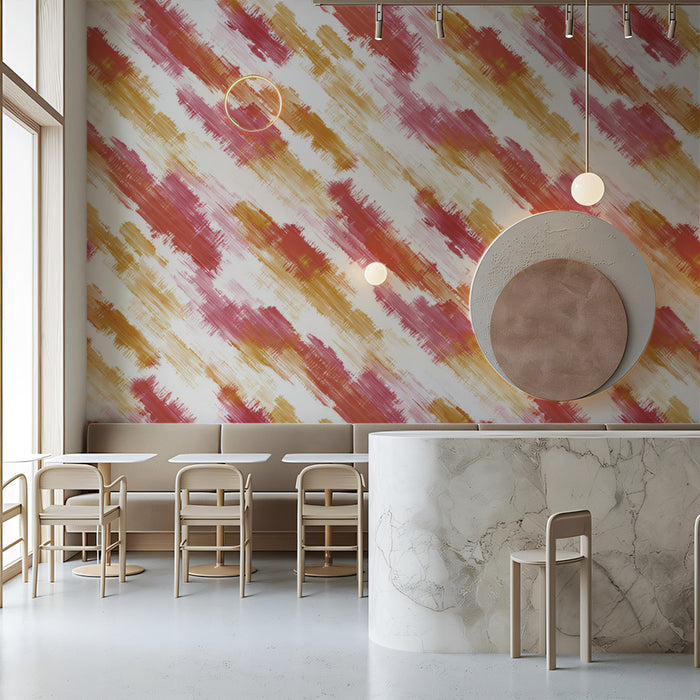 Abstract Painterly Mural Wallpaper | Dynamic Diagonal Texture