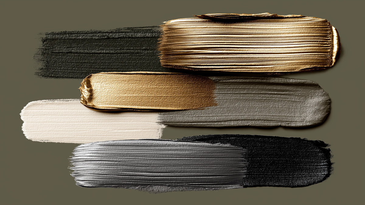 Modern Abstract Mural Wallpaper | Gold and Gray Swatches
