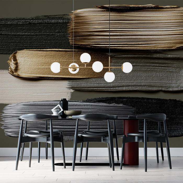 Modern Abstract Mural Wallpaper | Gold and Gray Swatches