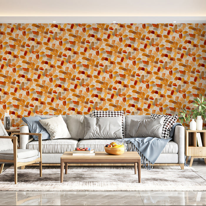 Abstract Brushstroke Mural Wallpaper | Woven Earth Tone Texture