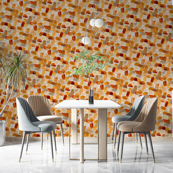 Abstract Brushstroke Mural Wallpaper | Woven Earth Tone Texture