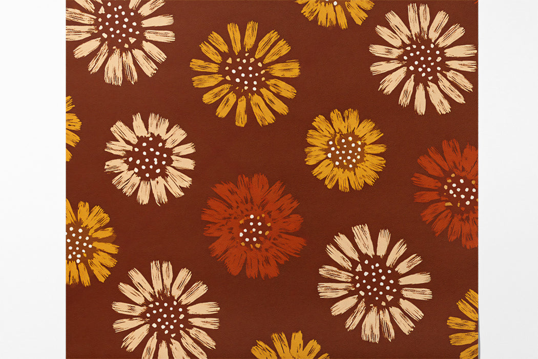 Rustic Floral Mural Wallpaper | Earthy Brown and Orange