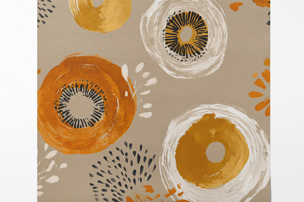 Modern Abstract Floral Mural Wallpaper | Gold and Orange