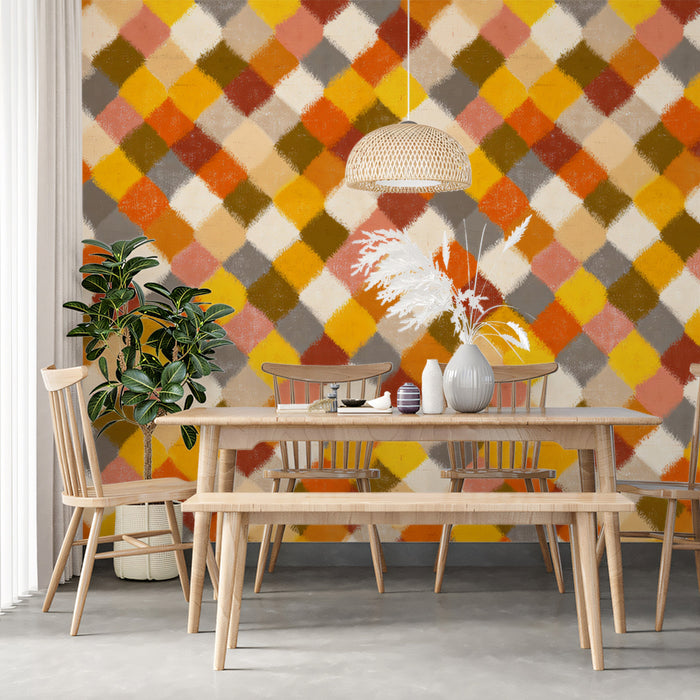 Modern Geometric Mural Wallpaper | Vibrant Harlequin Texture