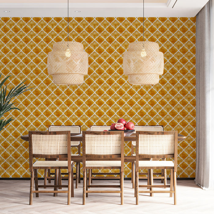 Modern Geometric Mural Wallpaper | Elegant Gold Texture