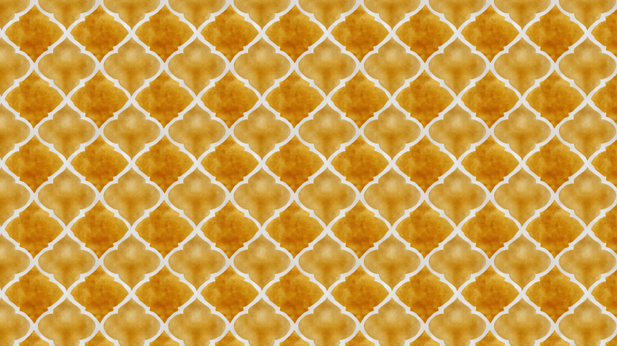 Modern Quatrefoil Mural Wallpaper | Elegant Gold and Orange Texture
