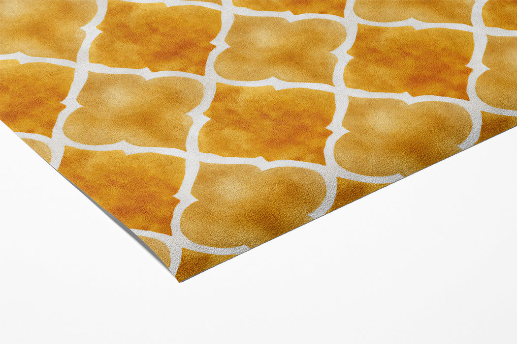 Modern Quatrefoil Mural Wallpaper | Elegant Gold and Orange Texture