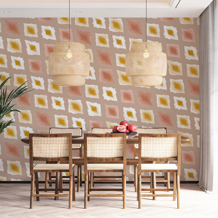 Modern Diamond Mural Wallpaper | Playful Hand-Painted Texture