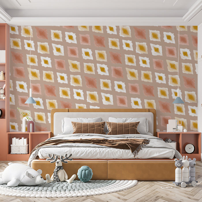 Modern Diamond Mural Wallpaper | Playful Hand-Painted Texture