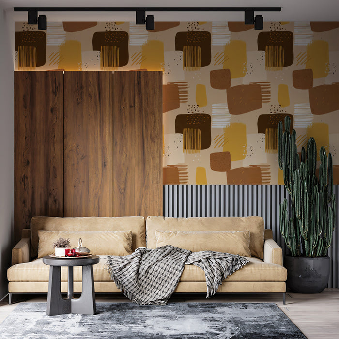 Modern Abstract Mural Wallpaper | Playful Geometric Texture