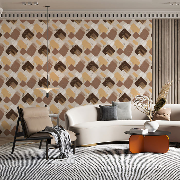Abstract Block Mural Wallpaper | Subtle Earthy Texture