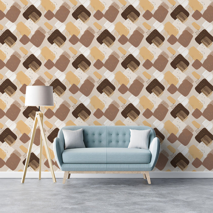 Abstract Block Mural Wallpaper | Subtle Earthy Texture
