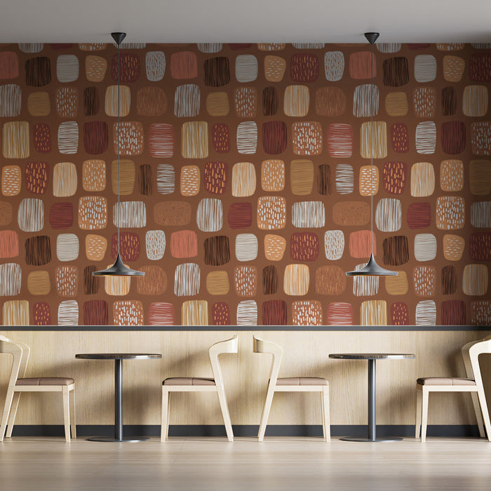 Modern Abstract Mural Wallpaper | Mid-Century Geometric Texture