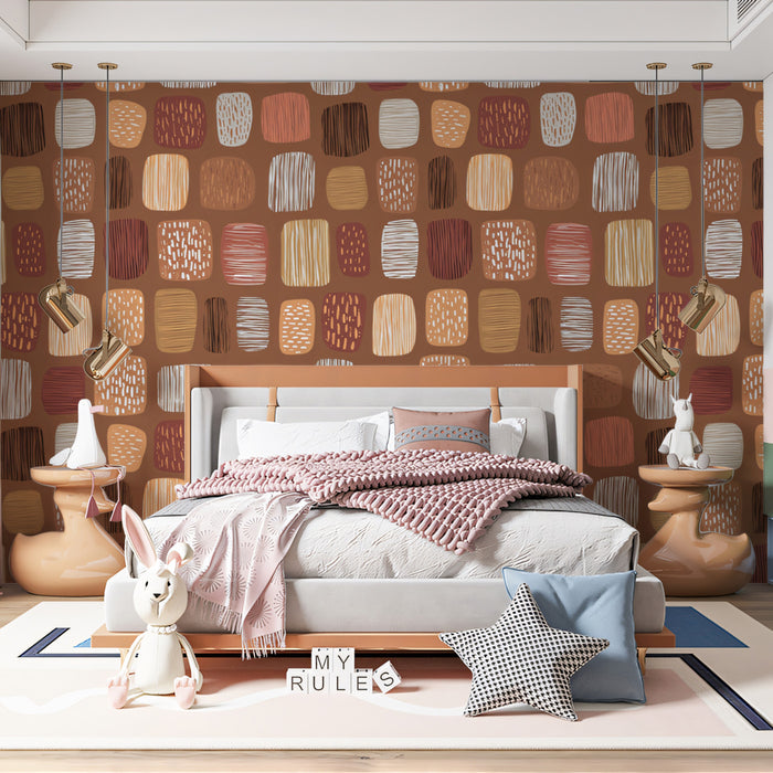 Modern Abstract Mural Wallpaper | Mid-Century Geometric Texture