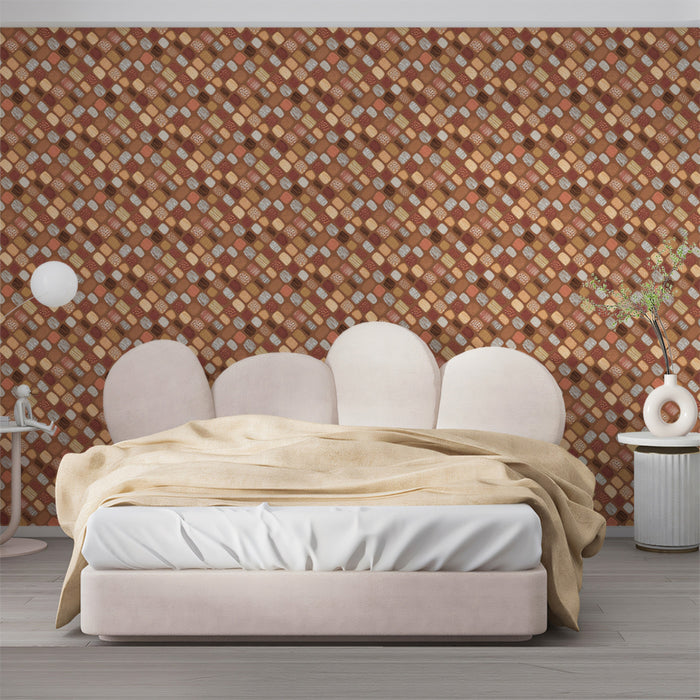 Modern Abstract Mural Wallpaper | Pixelated Earthy Texture