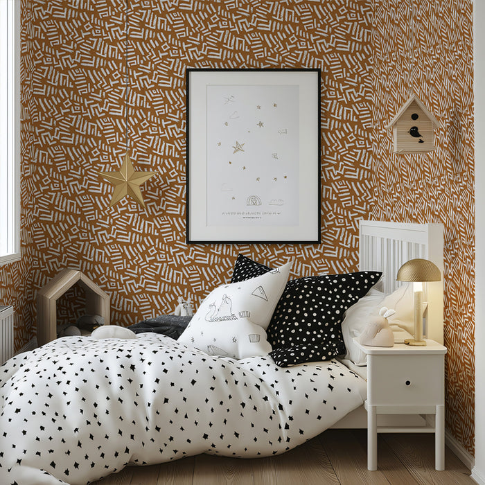 Modern Tribal Mural Wallpaper | Subtle Geometric Pattern