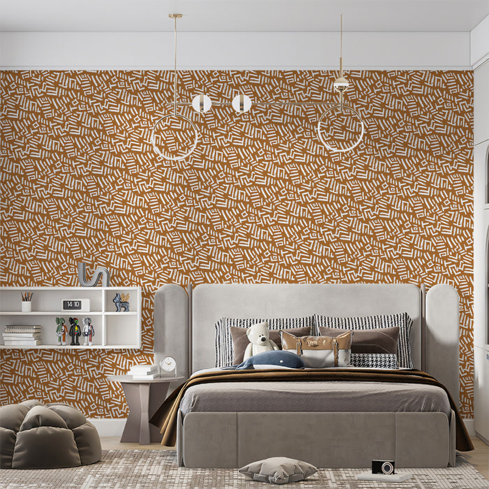 Modern Tribal Mural Wallpaper | Subtle Geometric Pattern