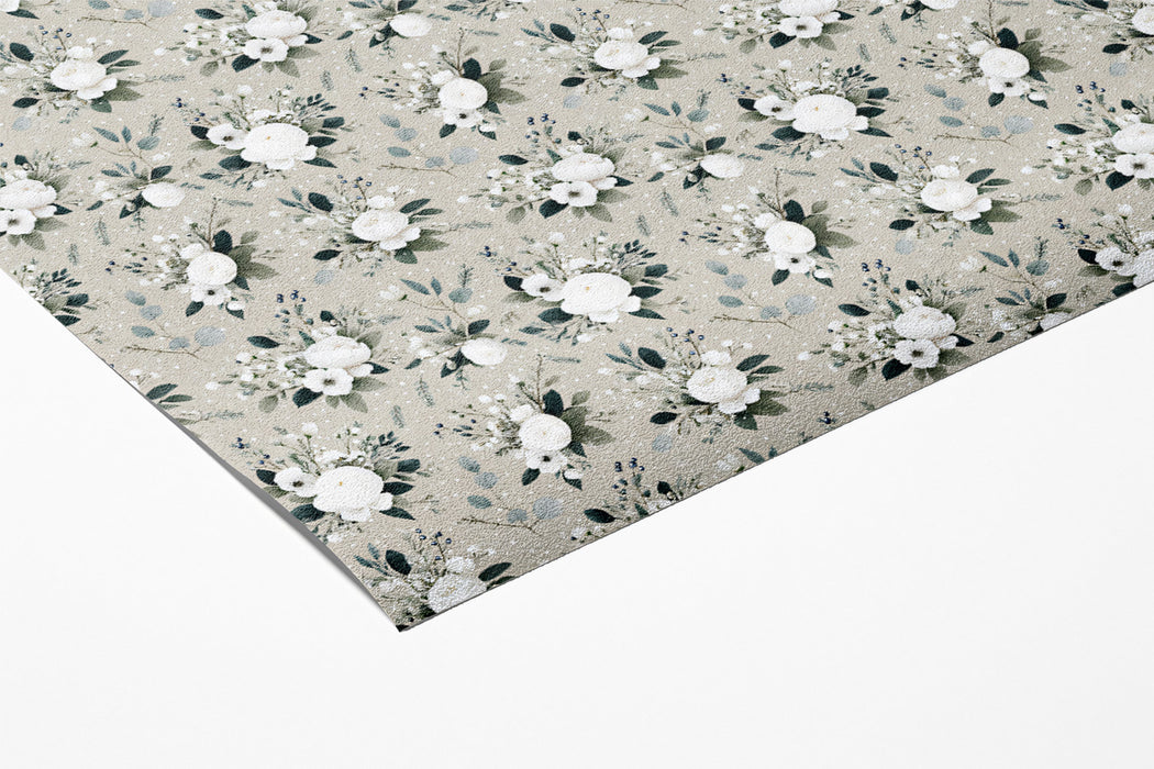 Delicate Floral Mural Wallpaper | Subtle Gray and Blue Pattern