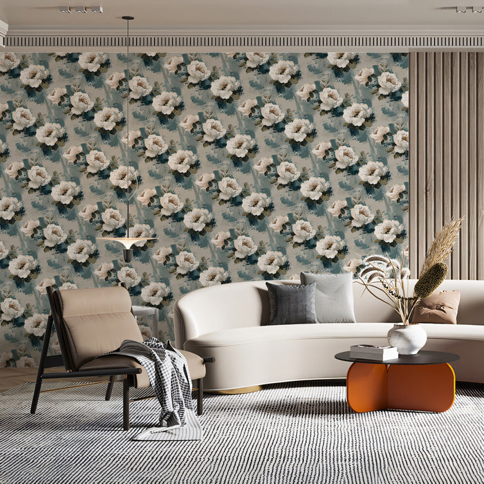 Classic Rose Mural Wallpaper | Romantic Painted Texture