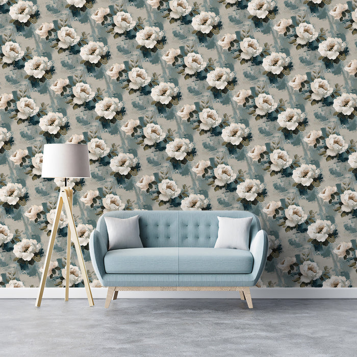 Classic Rose Mural Wallpaper | Romantic Painted Texture