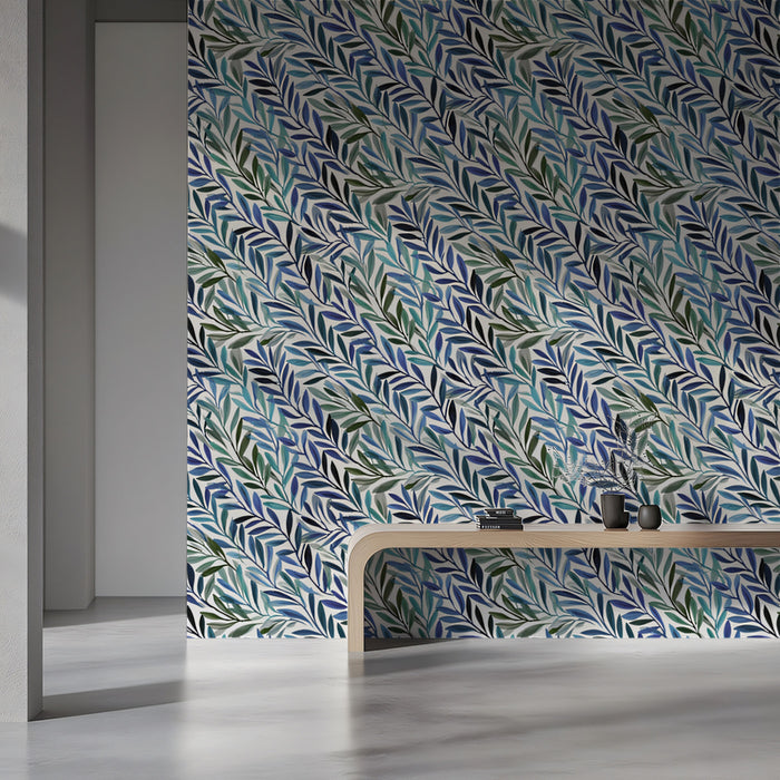 Subtle Botanical Mural Wallpaper | Abstract Leaf Pattern